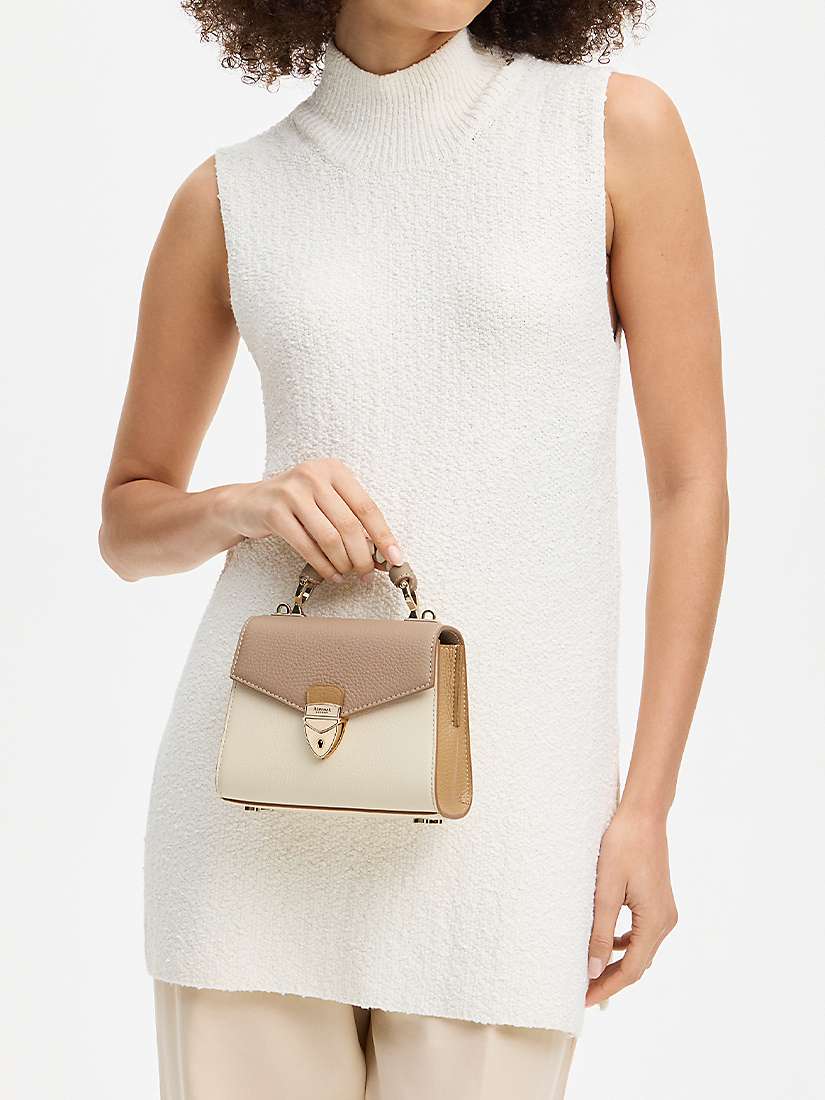 Buy Aspinal of London Mini Mayfair 2.0 Cross Body Bag, Taupe/Ivory Online at johnlewis.com
