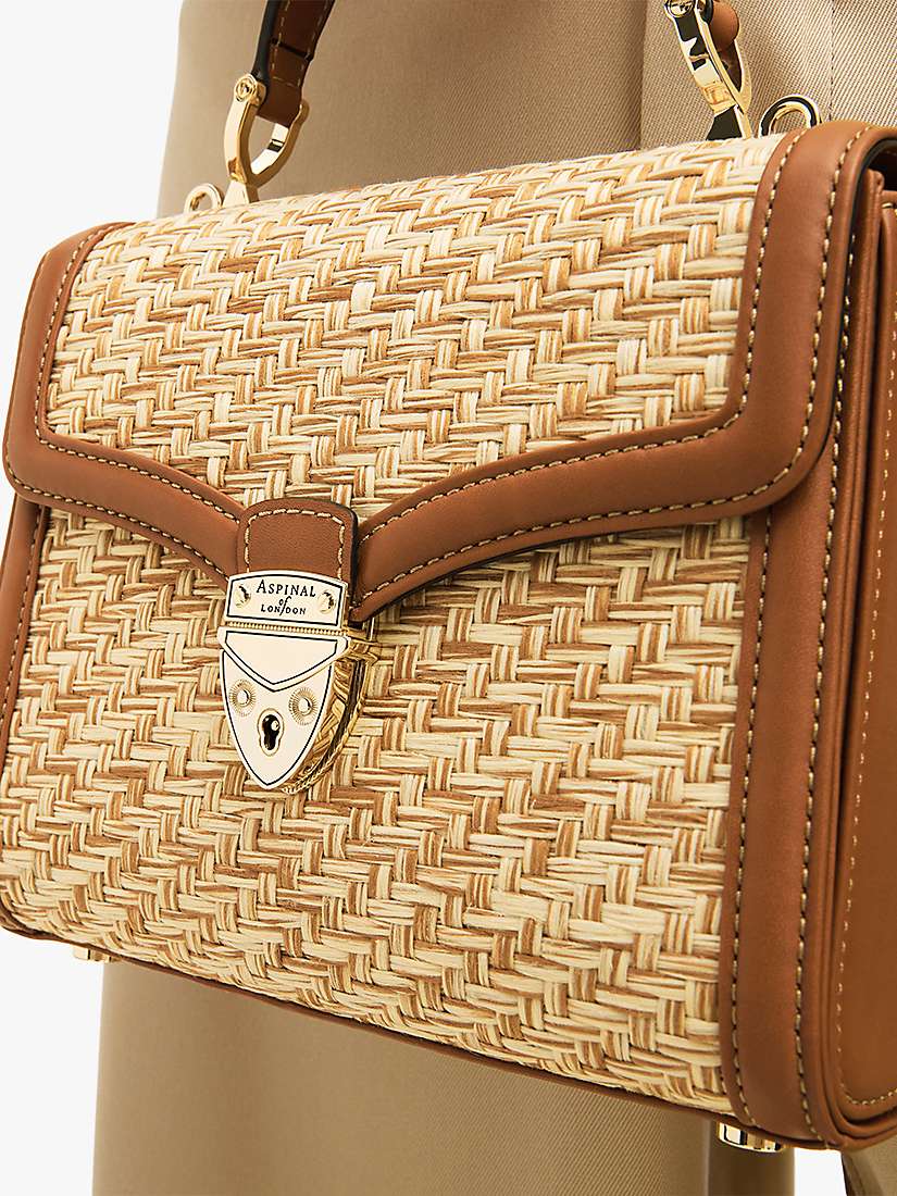 Buy Aspinal of London Midi Mayfair Step Weave Raffia Cross Body Bag, Natural/Tan Online at johnlewis.com