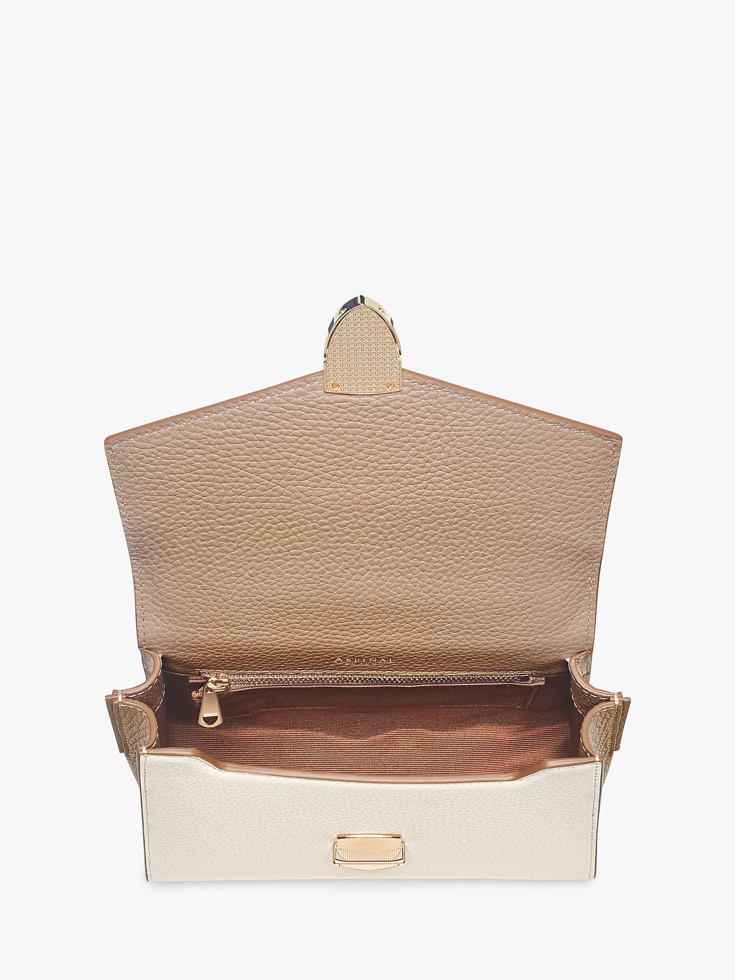 Buy Aspinal of London Midi Mayfair 2.0 Cross Body Bag, Taupe/Ivory Online at johnlewis.com