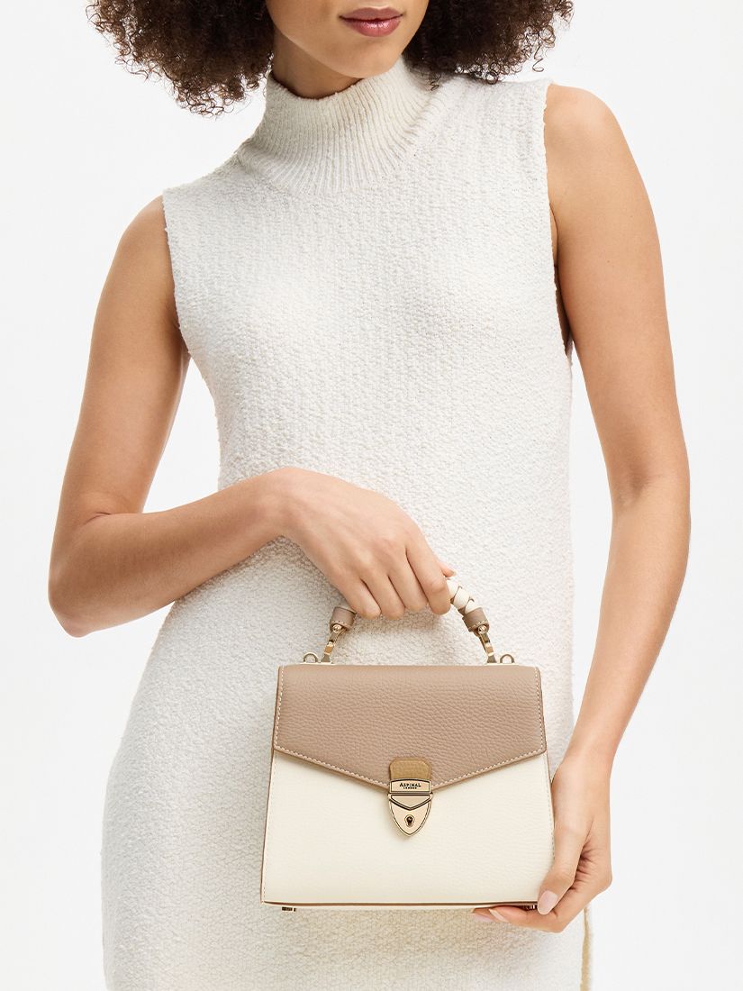 Buy Aspinal of London Midi Mayfair 2.0 Cross Body Bag, Taupe/Ivory Online at johnlewis.com