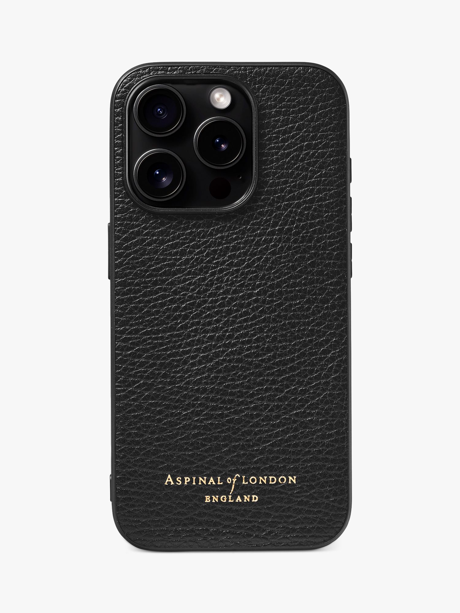 Aspinal of London iPhone 15 Pro Pebble Leather Case Black