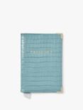 Aspinal of London Croc Effect Leather Passport Cover, Cornflower