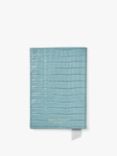 Aspinal of London Croc Effect Leather Passport Cover, Cornflower