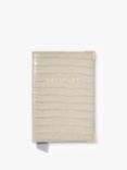 Aspinal of London Croc Effect Leather Passport Cover, Dove Grey