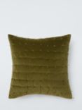 John Lewis Tassel Velvet Cushion, Olive