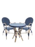 Laura Ashley Riviera 2-Seater Woven Garden Bistro Table & Chairs Set, Navy/Chambray