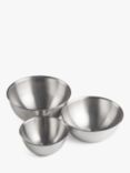 John Lewis Nesting Stainless Steel Mixing Bowls, Set of 3, Silver