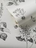 Clarke & Clarke Roseraie Wallpaper, Charcoal