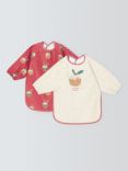 John Lewis Christmas Little Pudding Coverall Weaning Baby Bib, Pack of 2, Multi