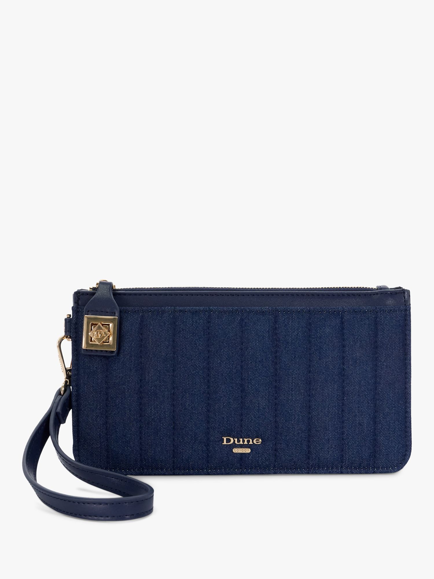 Dune Starlette Quilted Wristlet Pouch Bag, Denim Blue