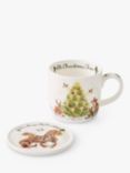 Wrendale Designs Christmas Tree Bone China Mug & Coaster Set, 290ml