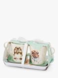 Wrendale Designs Hamster 2 Porcelain Mugs & Melamine Tray 'Diet Starts Tomorrow' Gift Set