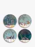 Sara Miller Woodland Tales 22ct Gold Porcelain Cake Plate, Set of 4, 20cm, Multi