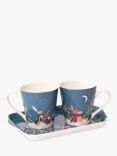 Sara Miller Woodland Tales 22ct Gold Porcelain Mugs & Melamine Tray Set, Multi