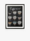 John Lewis Anna Kozlenko 'Coffee Menu' Framed Print, 38 x 30cm, Black/Multi