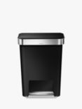 simplehuman Rectangular Pedal Bin, 45L, Black