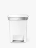 simplehuman Rectangular Pedal Bin, 45L, White