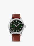 Alpina AL-525GR5AQ6 Men's Alpiner 4 Date Automatic Leather Strap Watch, Brown/Green