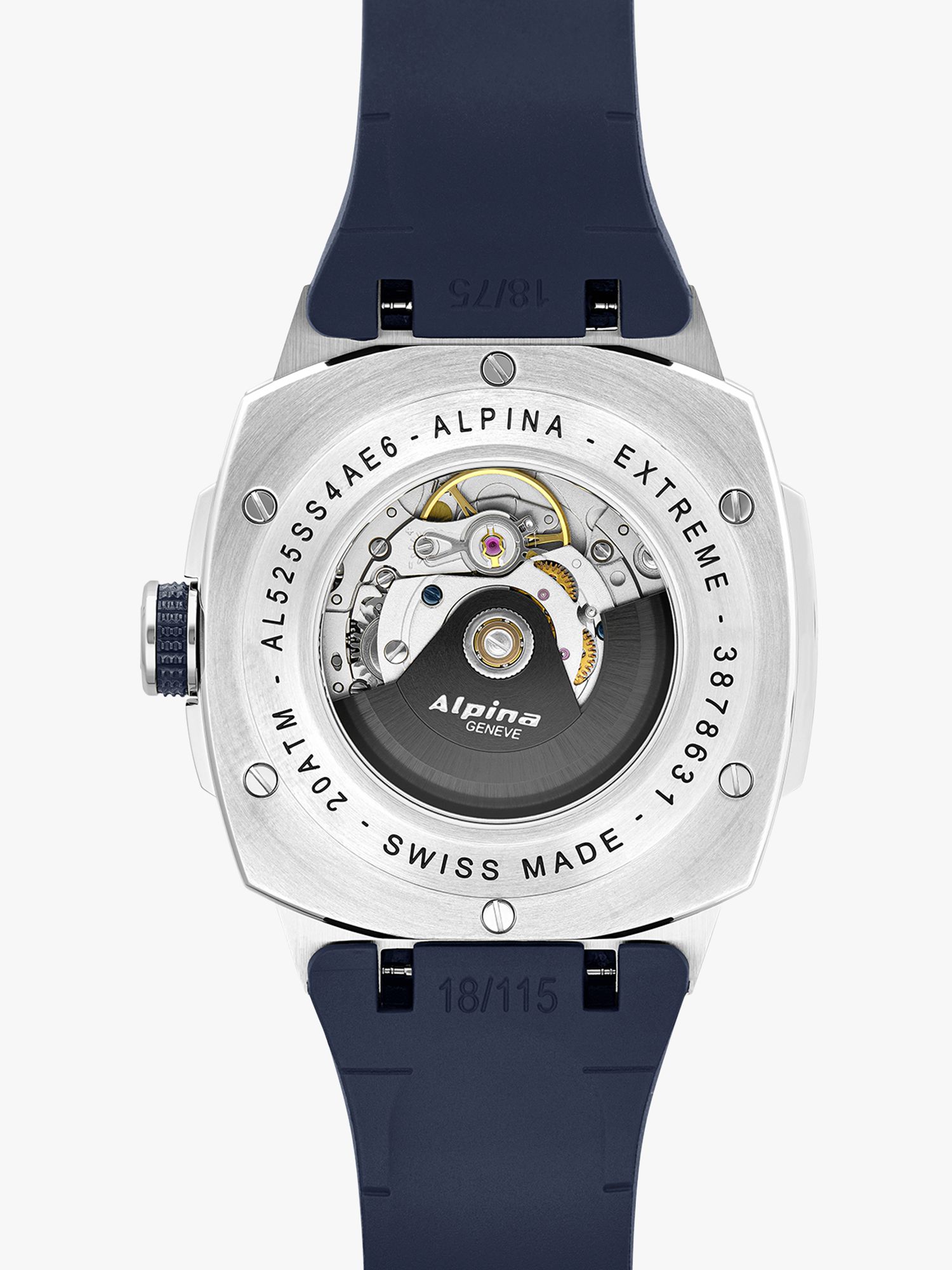 Alpina AL-525N4AE6 Men's Alpiner Extreme Date Automatic Rubber Strap Watch, Blue