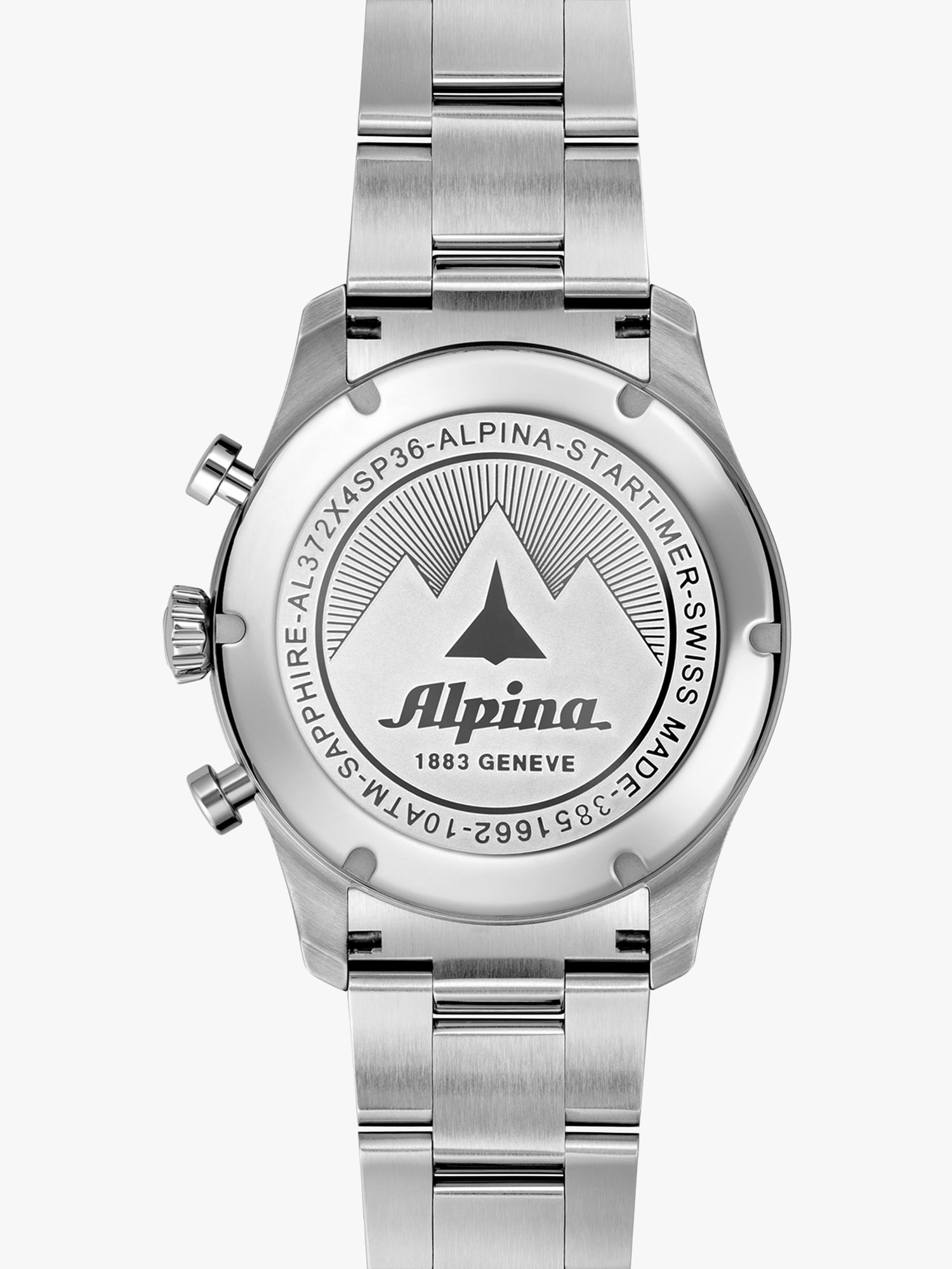 Buy Alpina AL-372BW4S26B Men's Startimer Pilot Date Chronograph Bracelet Strap Watch, Silver/Black Online at johnlewis.com