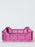 John Lewis Plastic Folding Storage Crate, Large, Pink