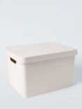 John Lewis ANYDAY Stackable Plastic Storage Box with Lid, Large, Ecru