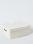 John Lewis ANYDAY Stackable Plastic Storage Box with Lid, Medium, Ecru