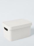 John Lewis ANYDAY Stackable Plastic Storage Box with Lid, Small, Ecru