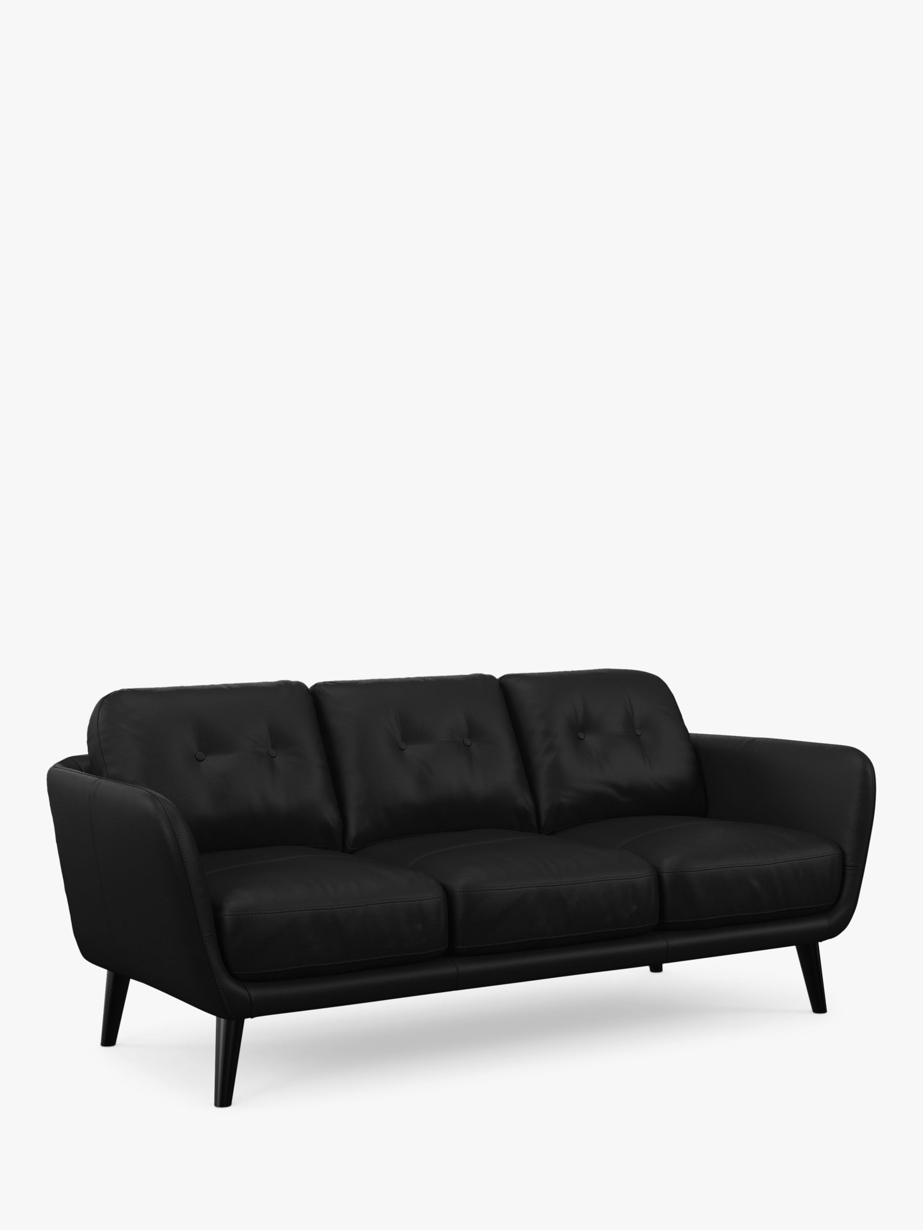 John Lewis Arlo Large 3 Seater Leather Sofa, Dark Leg