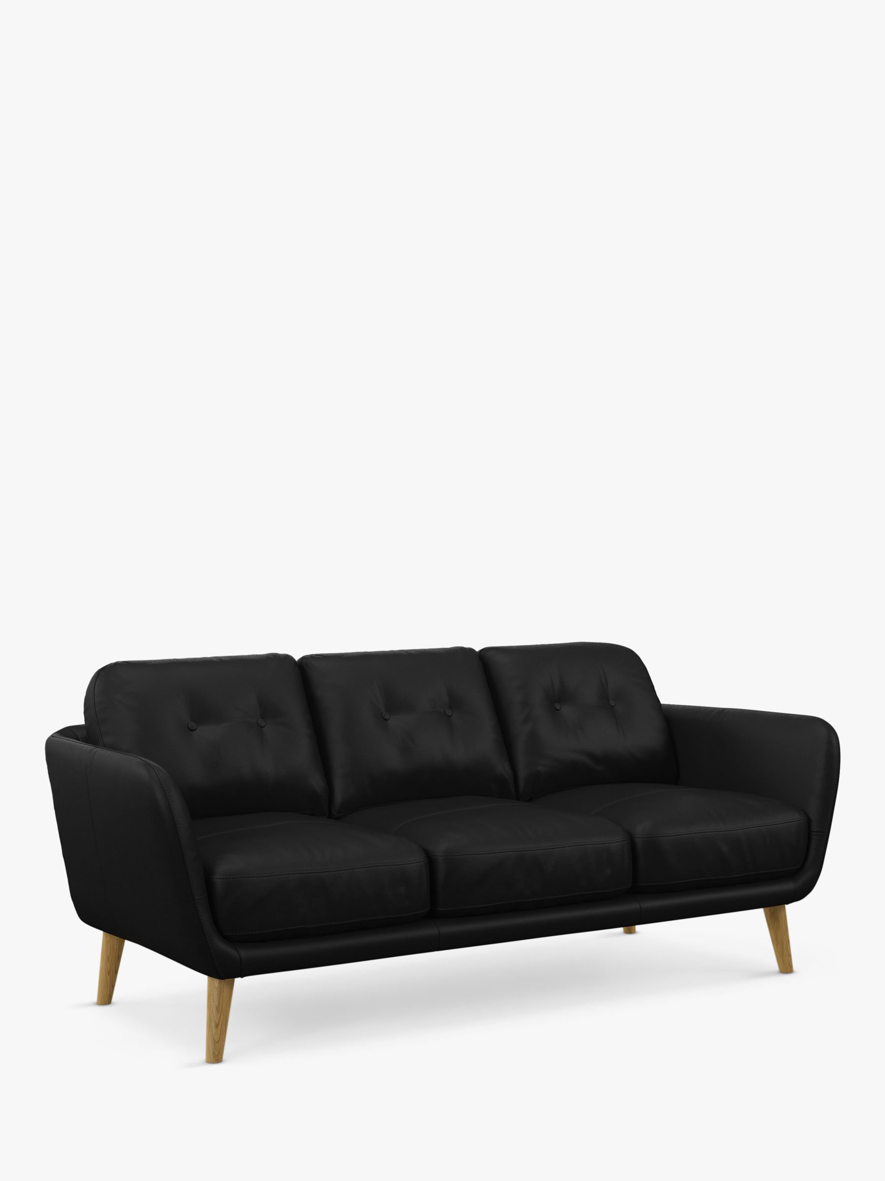 John Lewis Arlo Large 3 Seater Leather Sofa, Light Leg