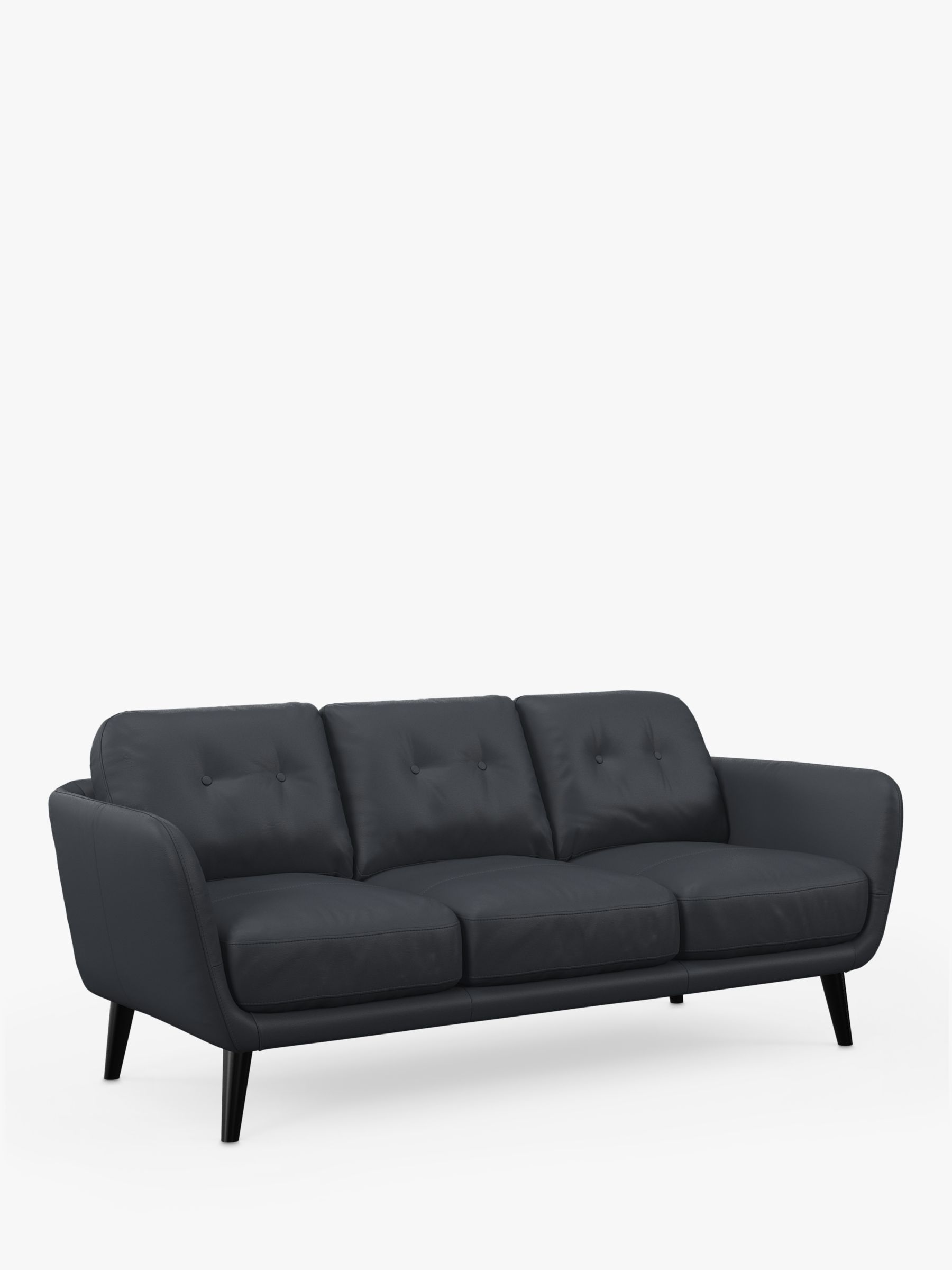 John Lewis Arlo Large 3 Seater Leather Sofa, Dark Leg