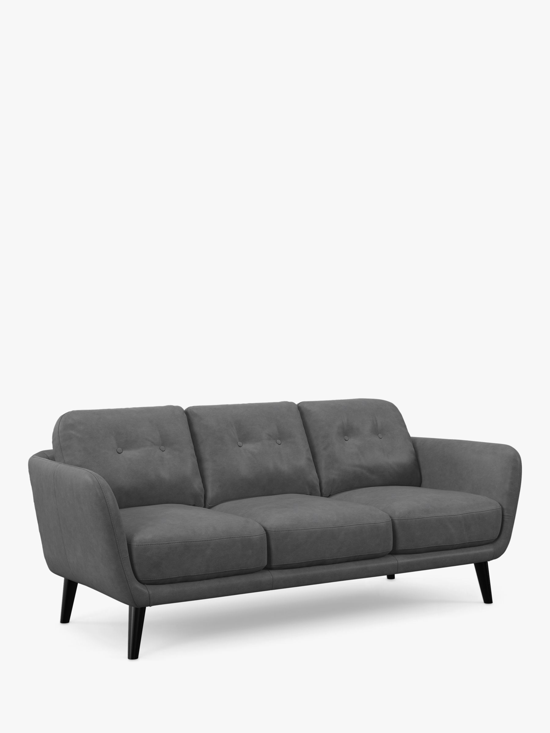 John Lewis Arlo Large 3 Seater Leather Sofa, Dark Leg