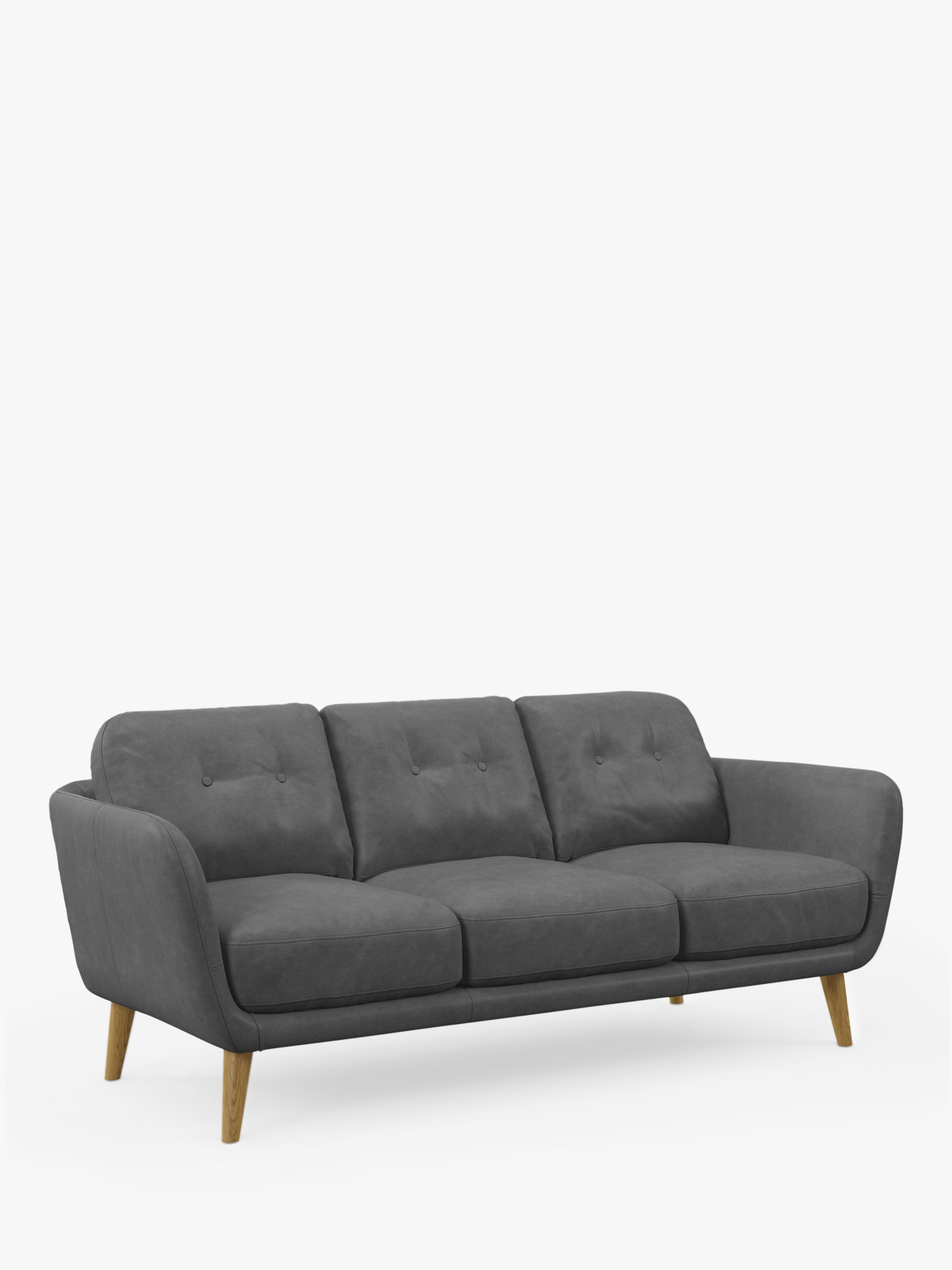 John Lewis Arlo Large 3 Seater Leather Sofa, Light Leg