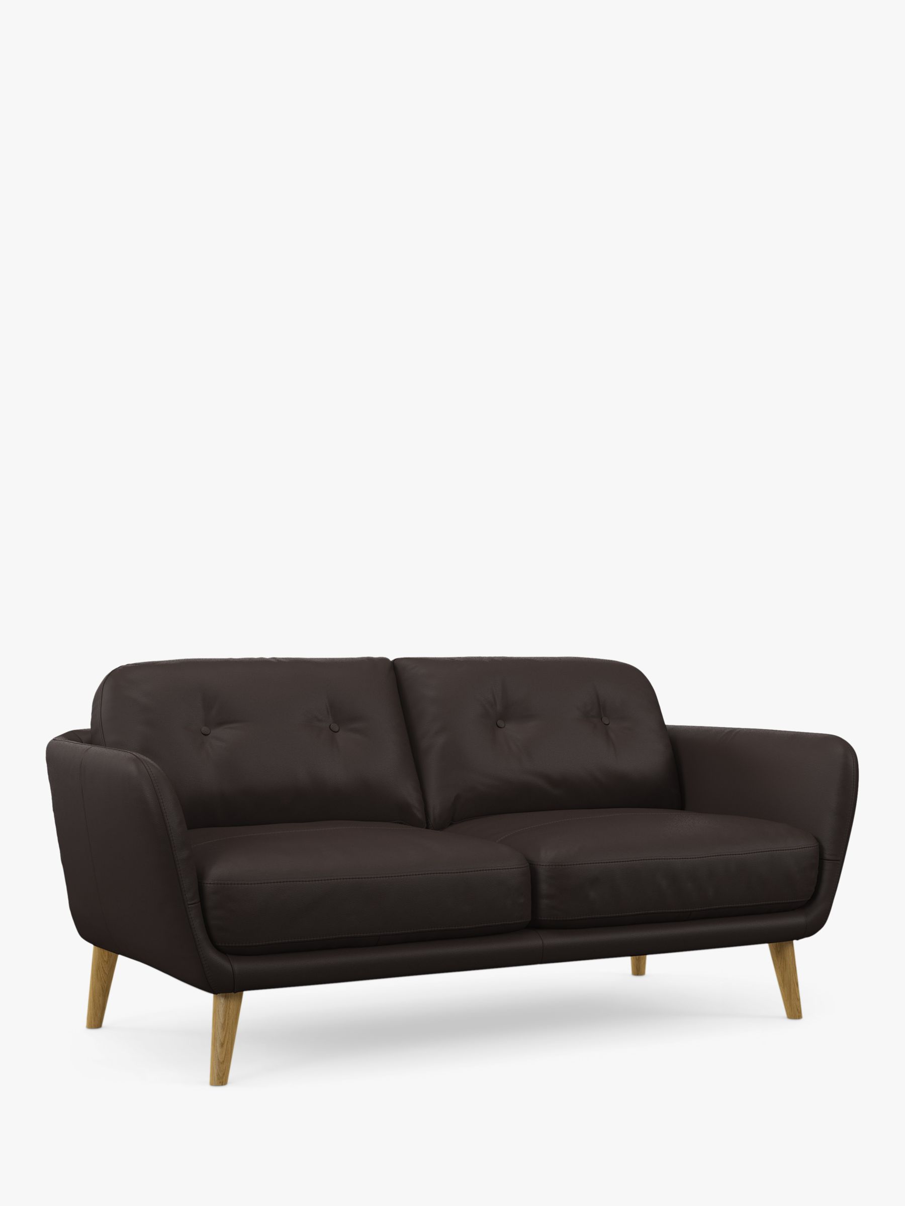 John Lewis Arlo Medium 2 Seater Leather Sofa, Light Leg