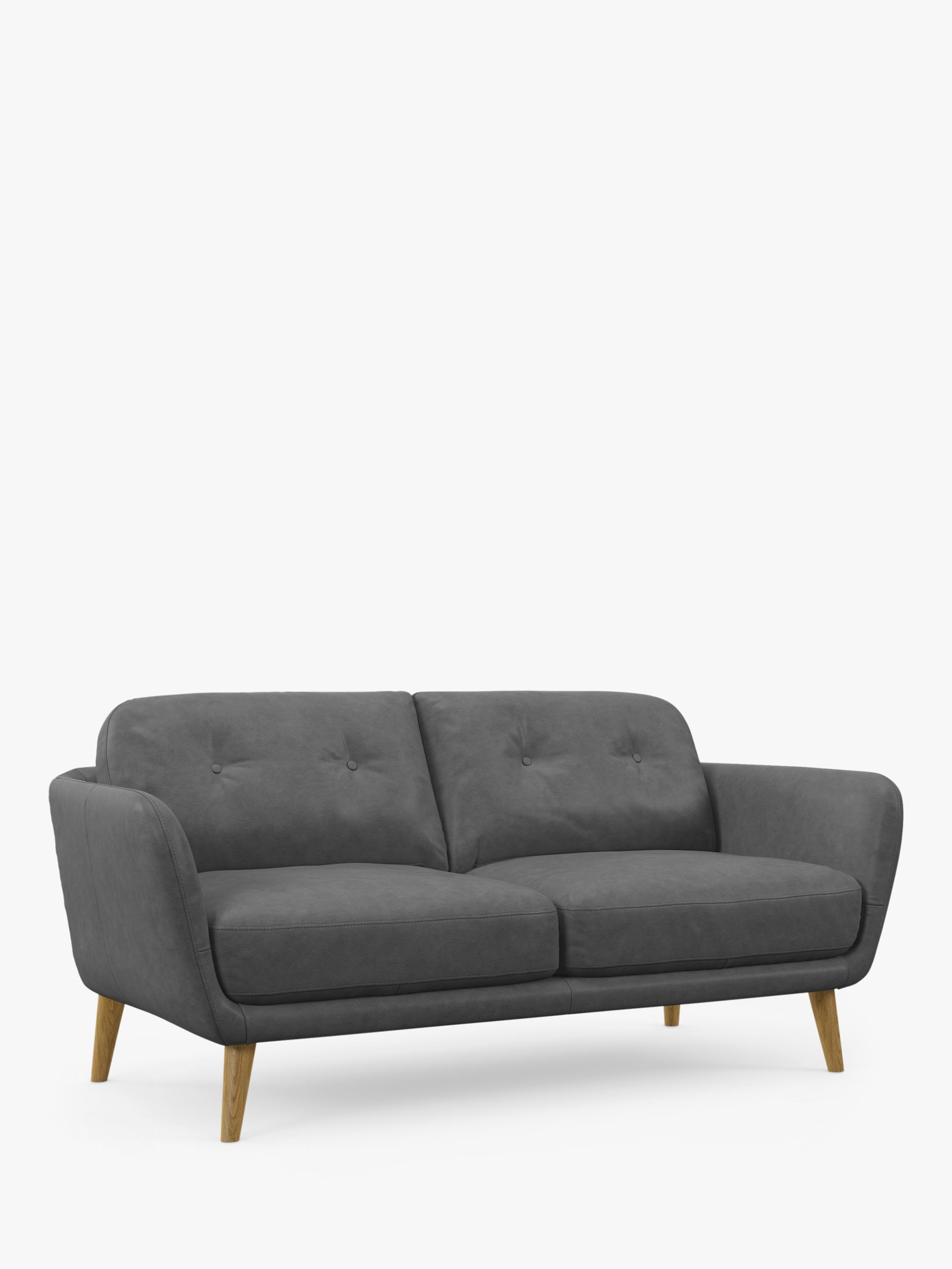 John Lewis Arlo Medium 2 Seater Leather Sofa, Light Leg