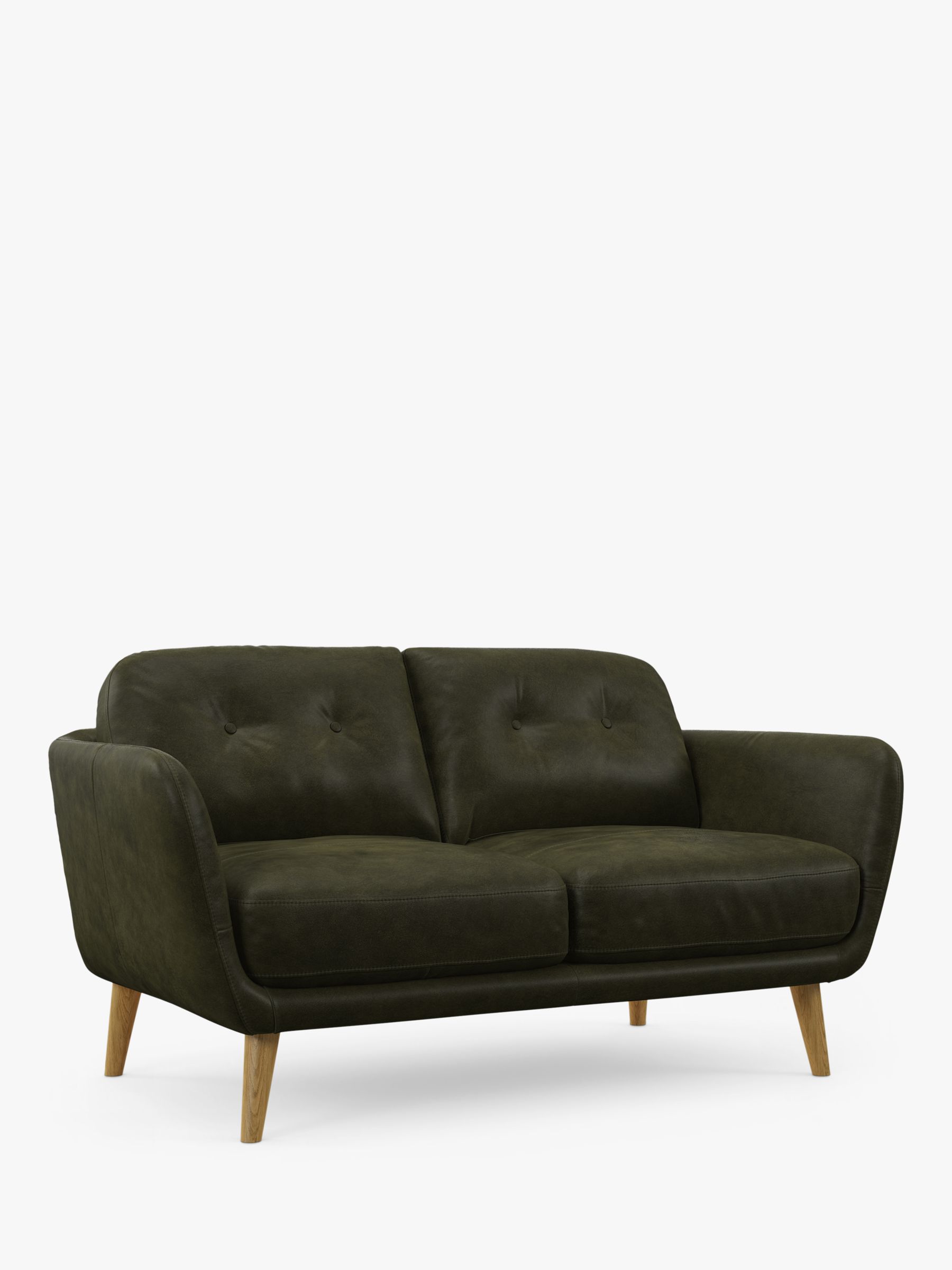 John Lewis Arlo Small 2 Seater Leather Sofa, Light Leg