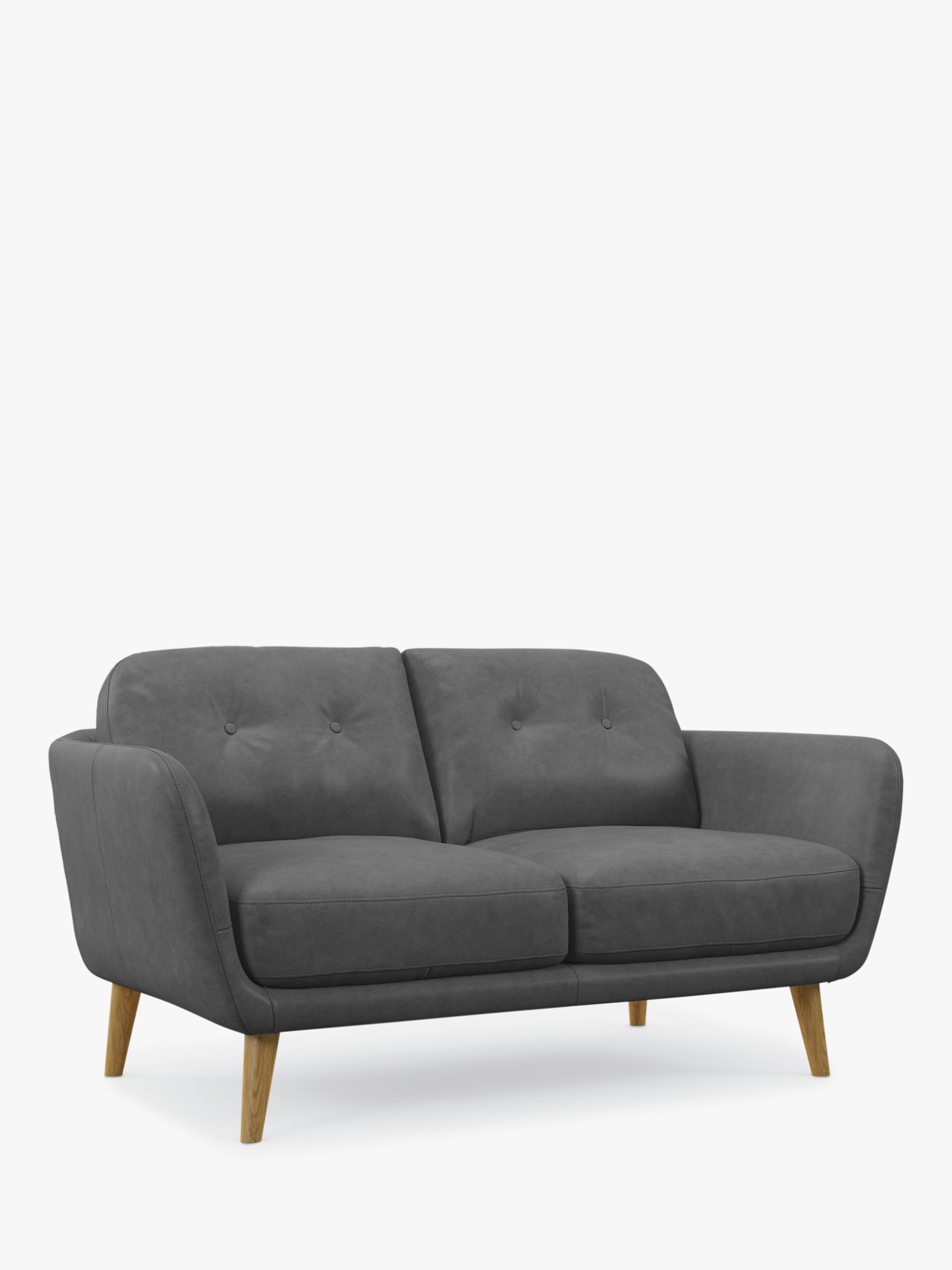 John Lewis Arlo Small 2 Seater Leather Sofa, Light Leg