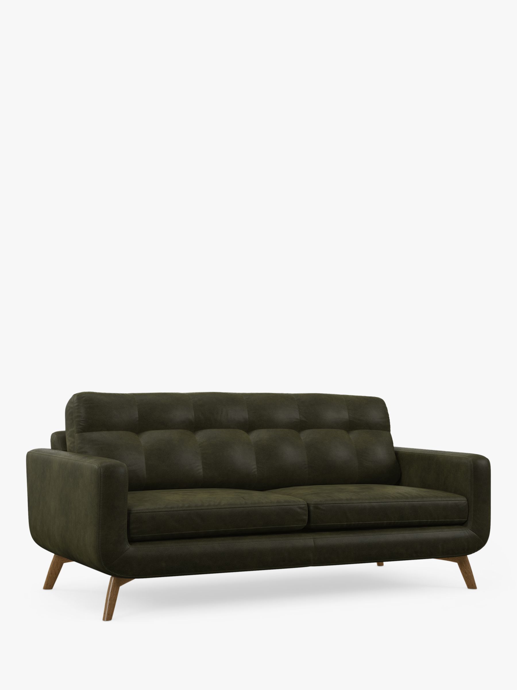 John Lewis Barbican Large 3 Seater Leather Sofa, Light Leg