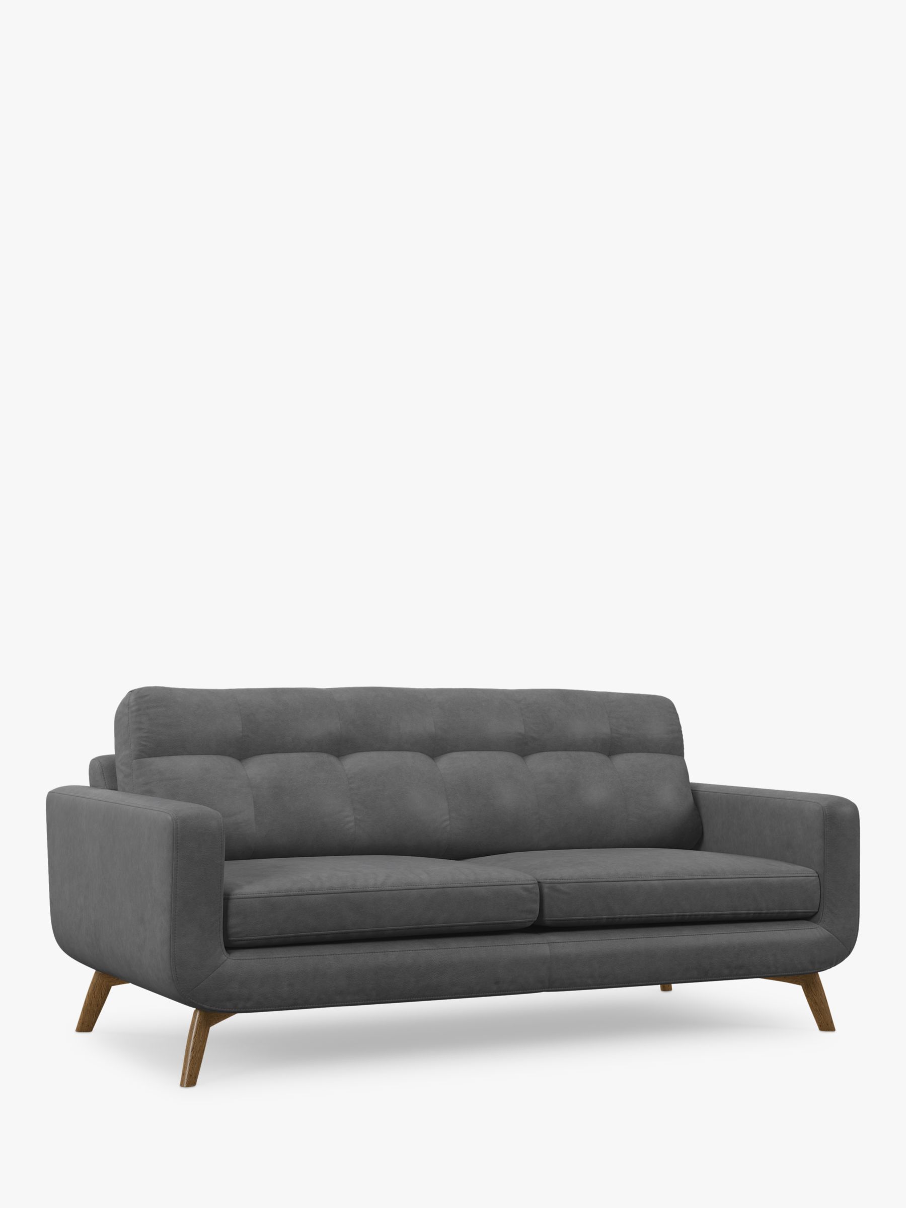 John Lewis Barbican Large 3 Seater Leather Sofa, Light Leg