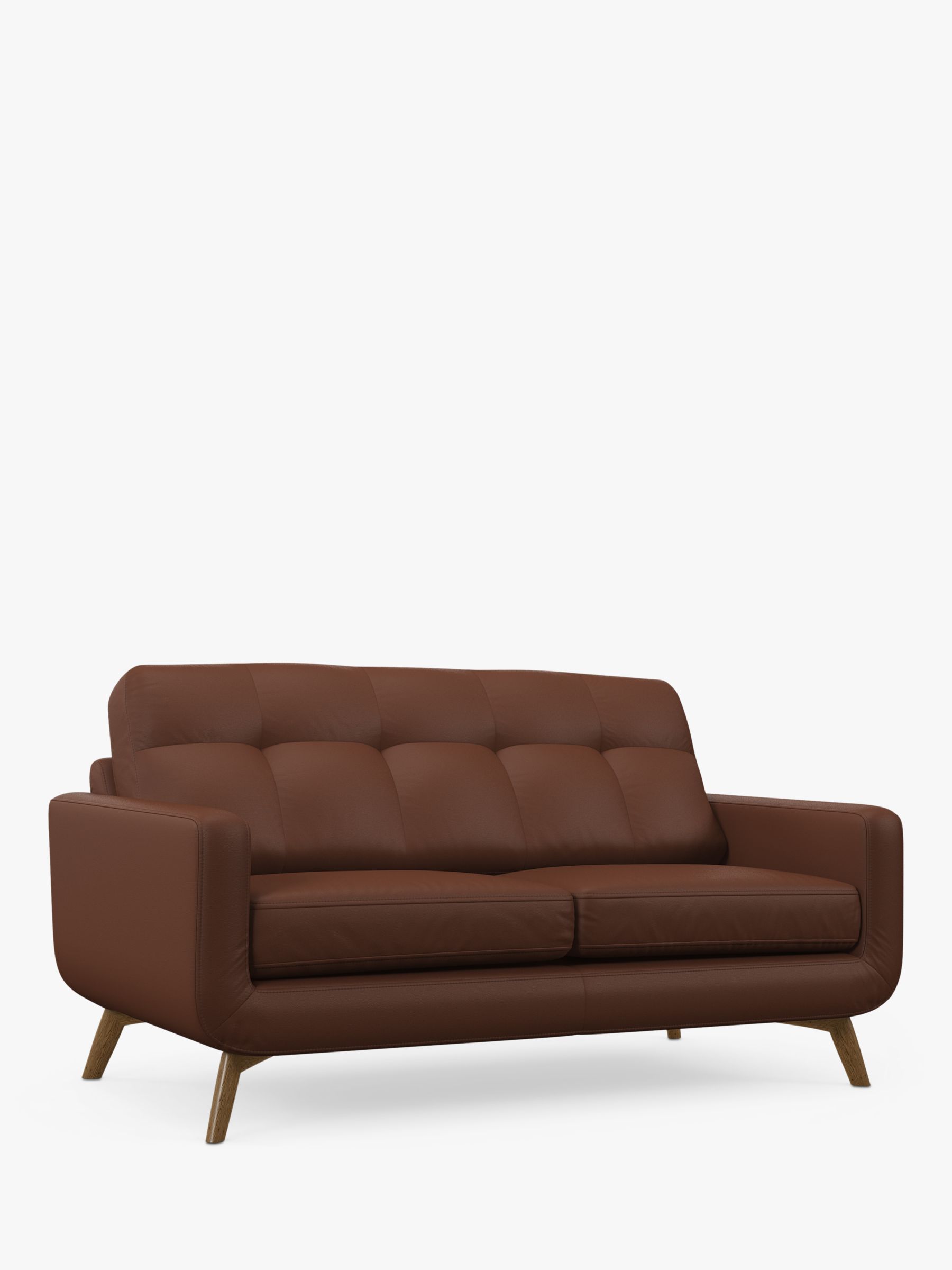 John Lewis Barbican Medium 2 Seater Leather Sofa, Light Leg