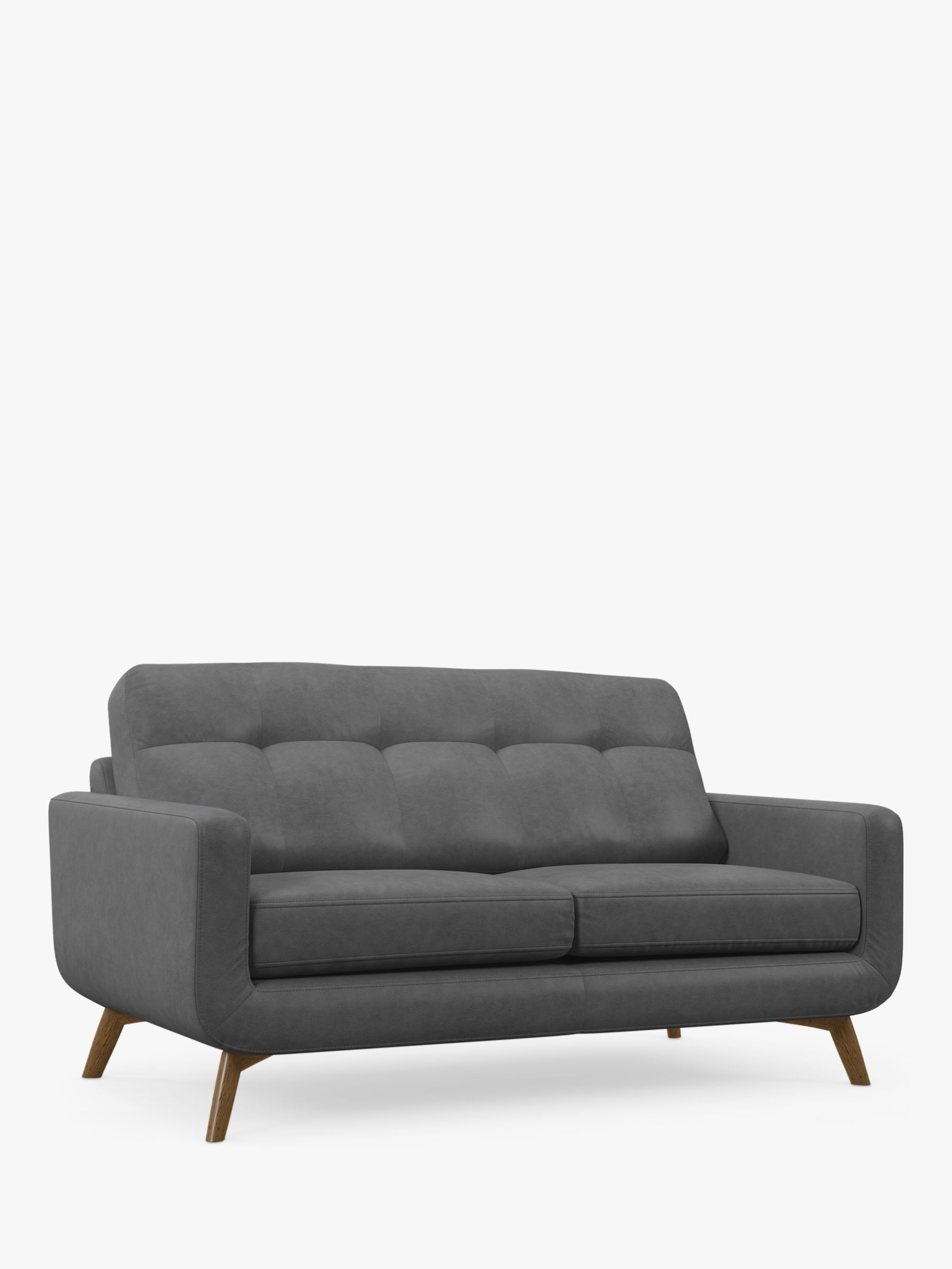 John Lewis Barbican Medium 2 Seater Leather Sofa, Light Leg