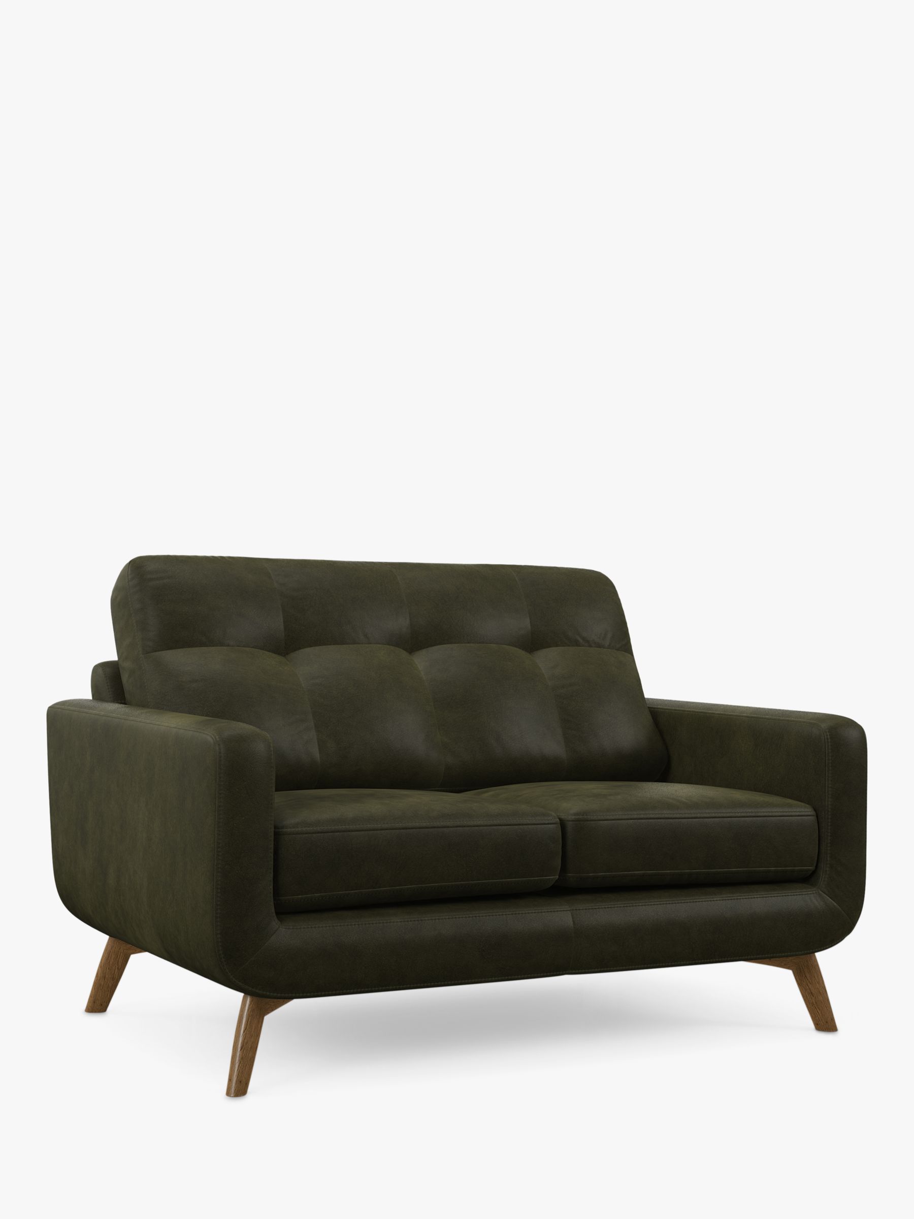 John Lewis Barbican Small 2 Seater Leather Sofa, Light Leg