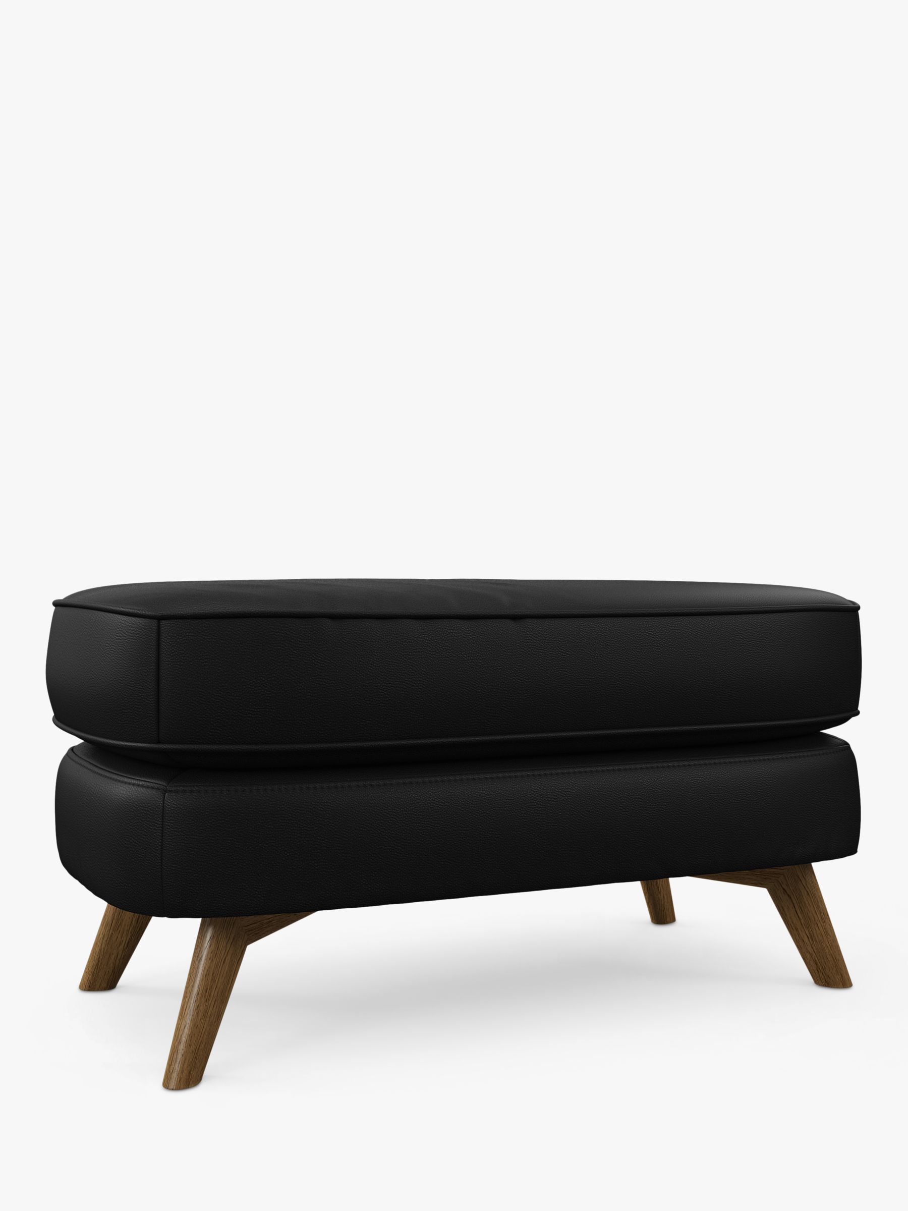 John Lewis Barbican Leather Footstool, Light Leg