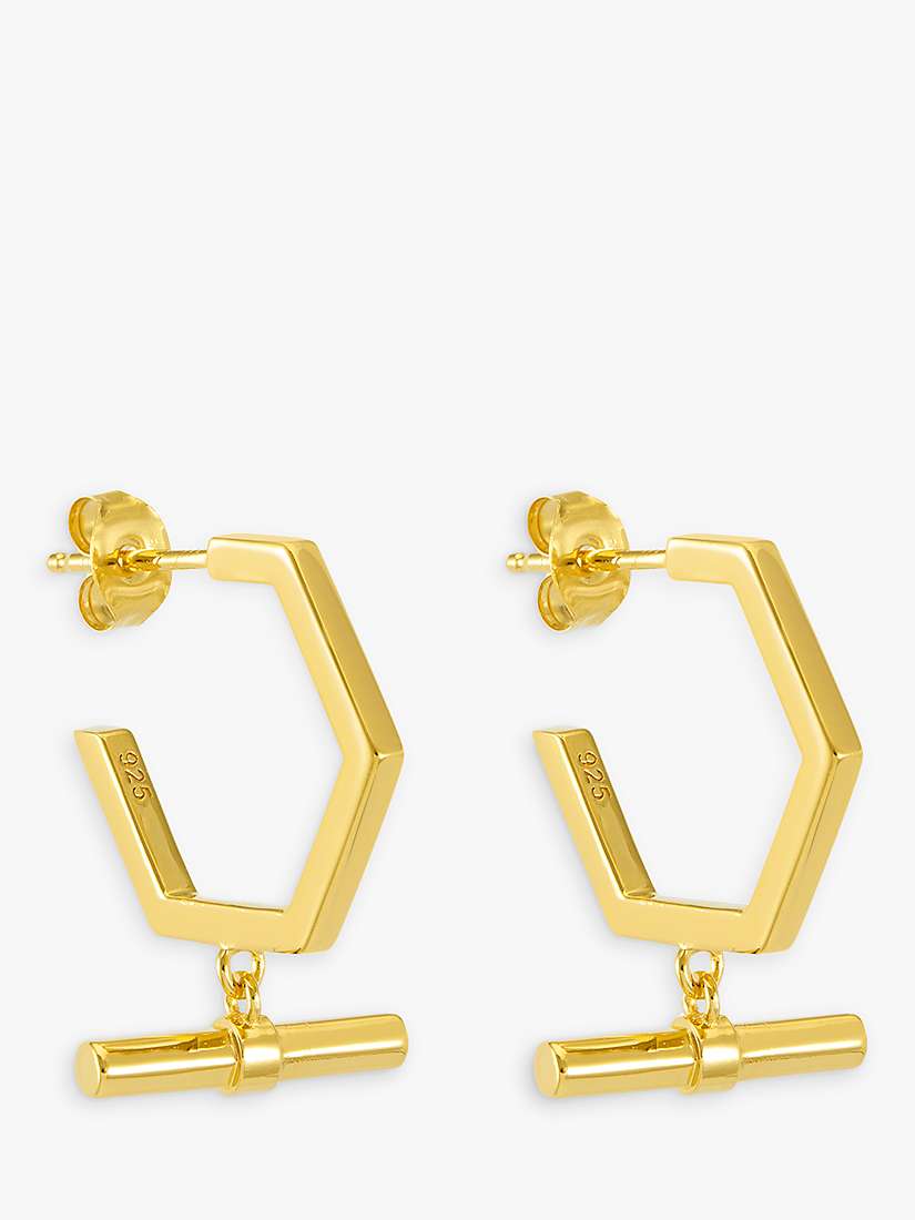 Buy Rachel Jackson London Hexagon T-Bar Hoop Earrings, Gold Online at johnlewis.com