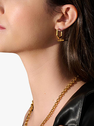 Rachel Jackson London Hexagon T-Bar Hoop Earrings, Gold