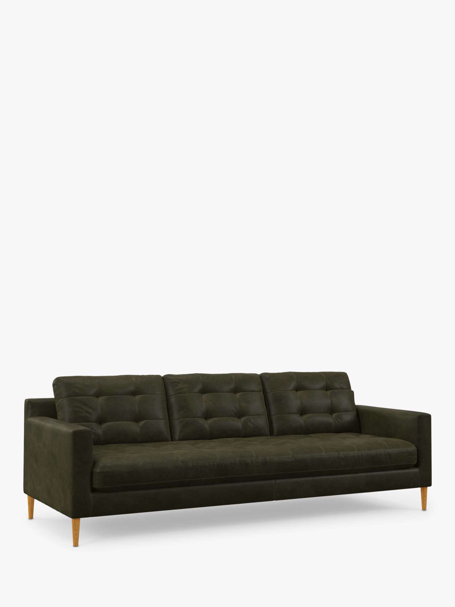 John Lewis Draper II Grand 4 Seater Leather Sofa, Light Leg