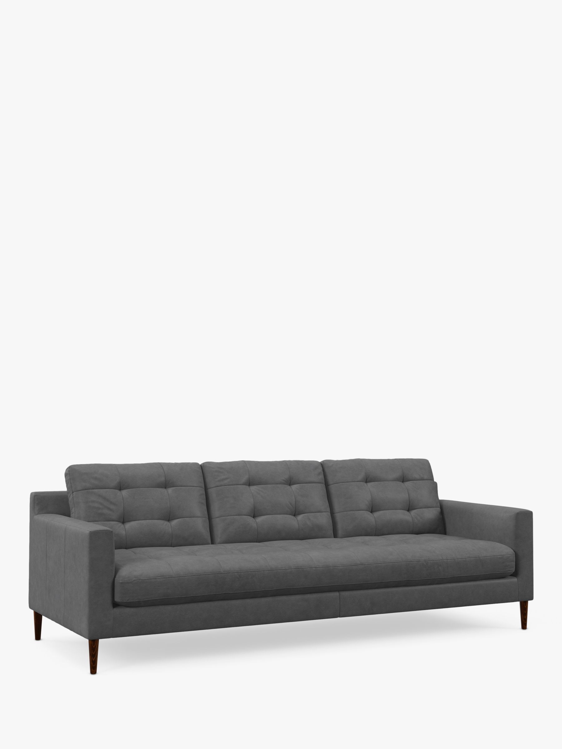 John Lewis Draper II Grand 4 Seater Leather Sofa, Dark Leg