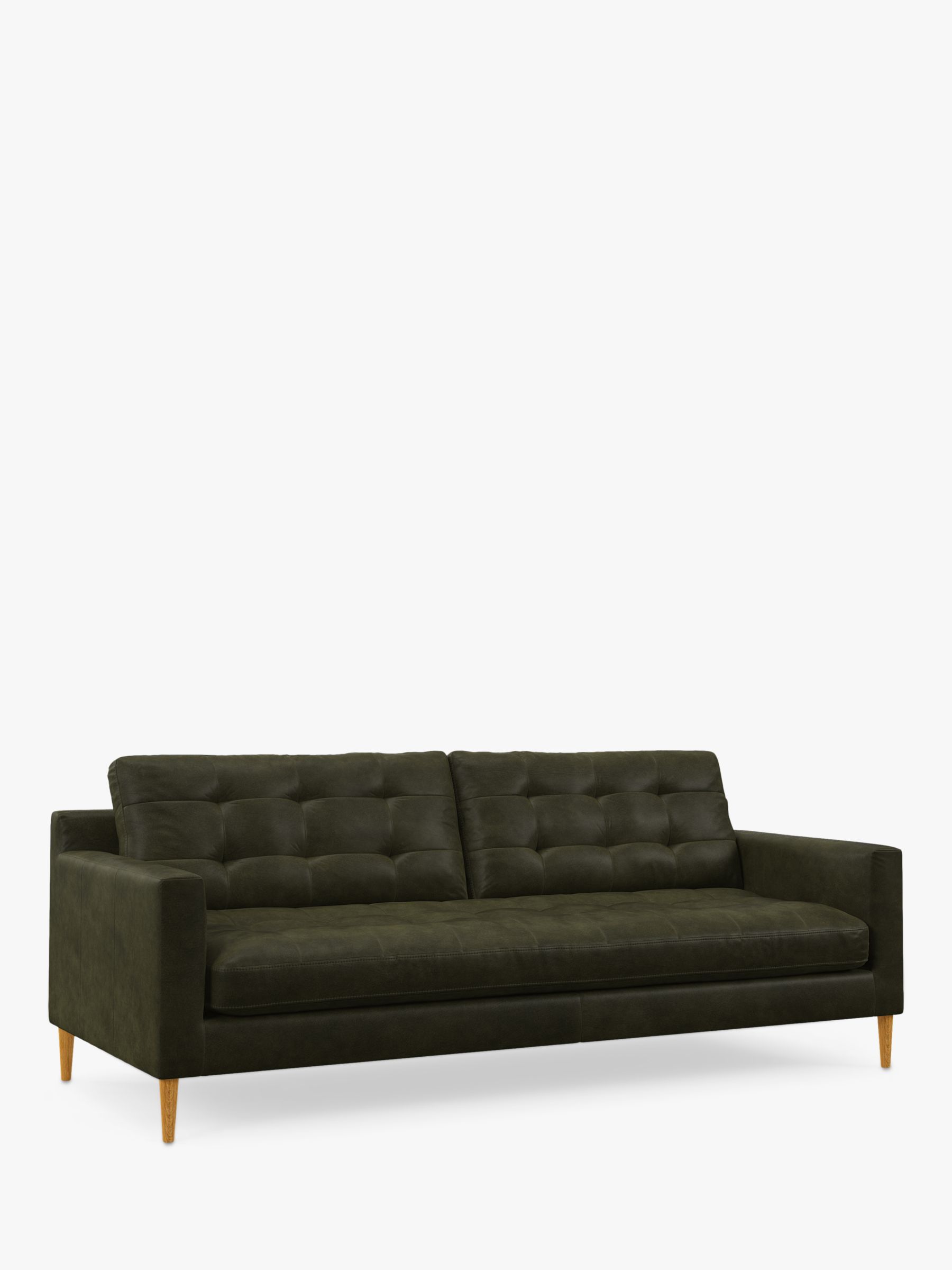 John Lewis Draper II Large 3 Seater Leather Sofa, Light Leg