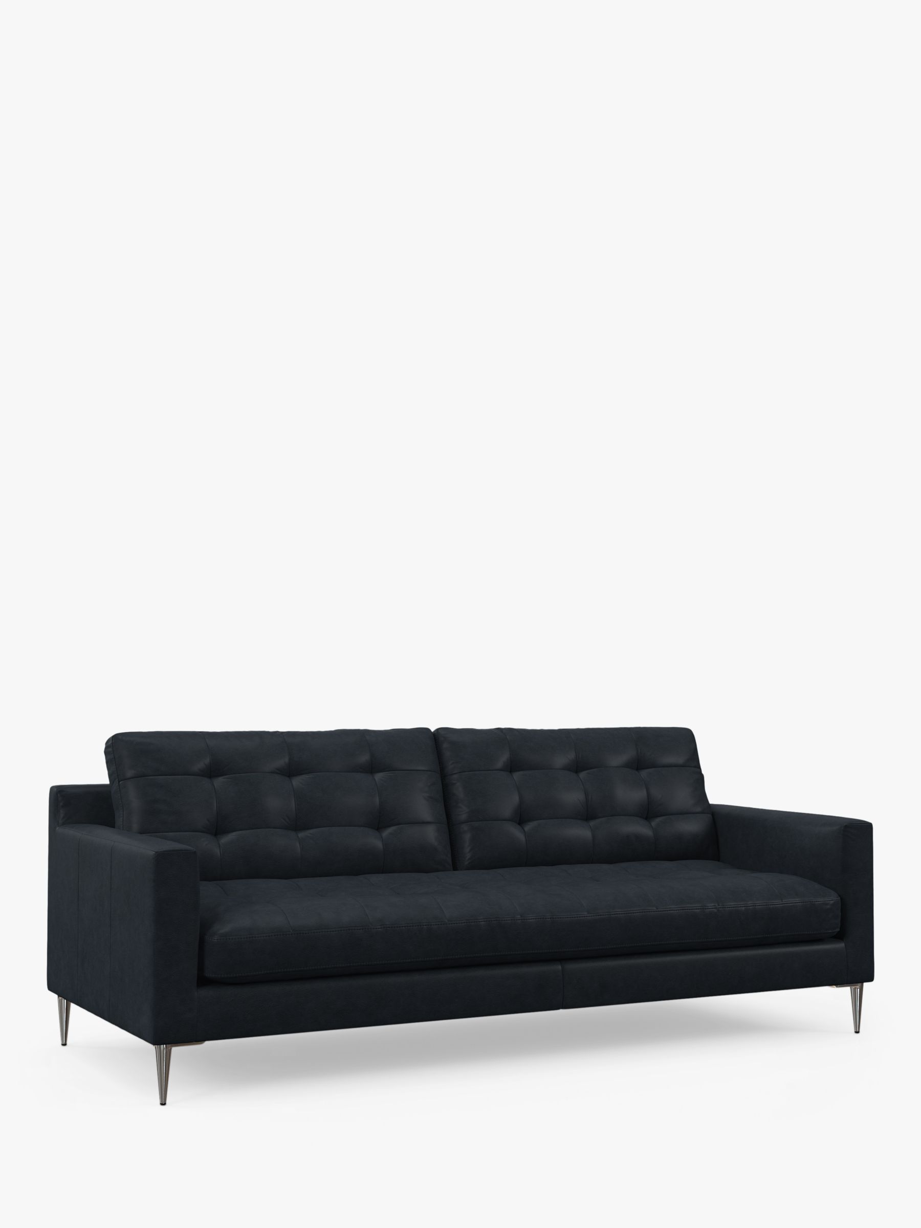 John Lewis Draper II Large 3 Seater Leather Sofa, Metal Leg