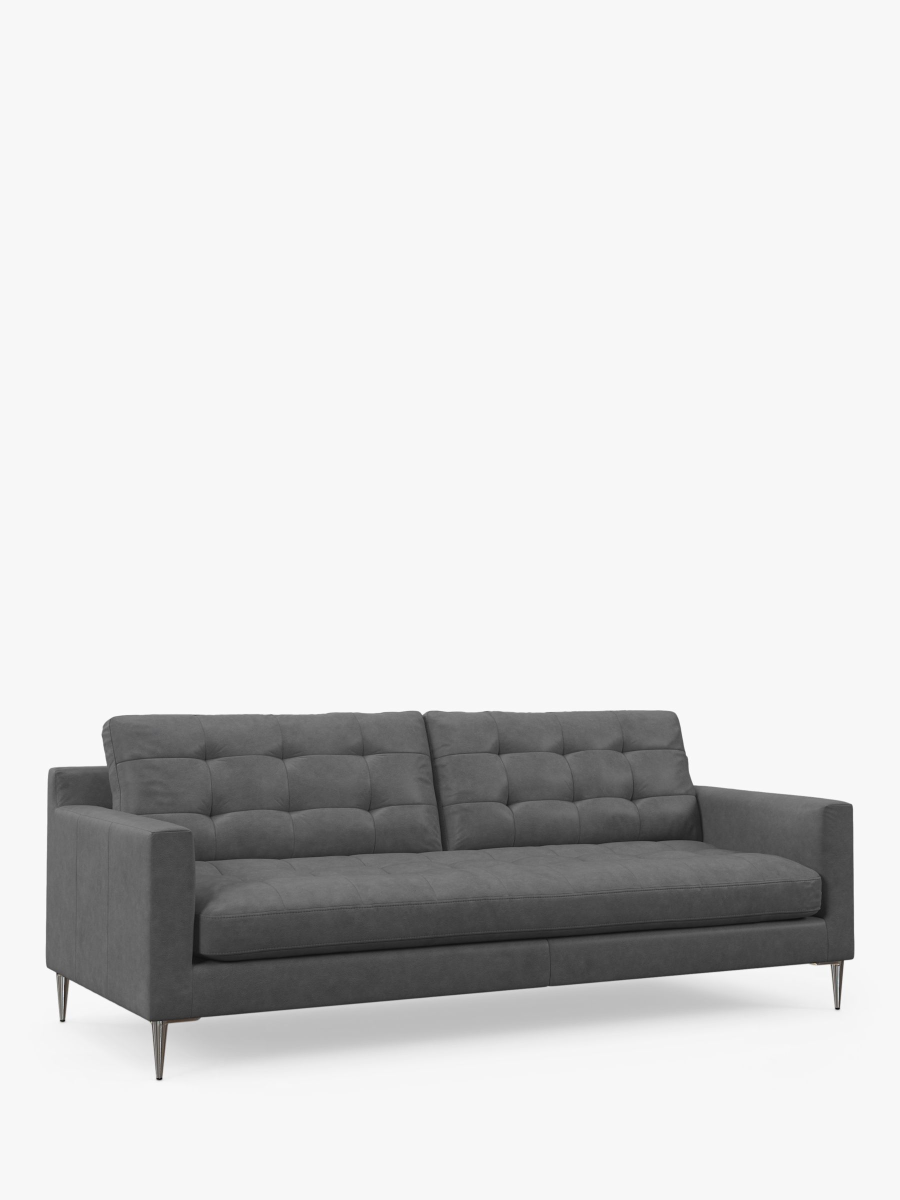 John Lewis Draper II Large 3 Seater Leather Sofa, Metal Leg